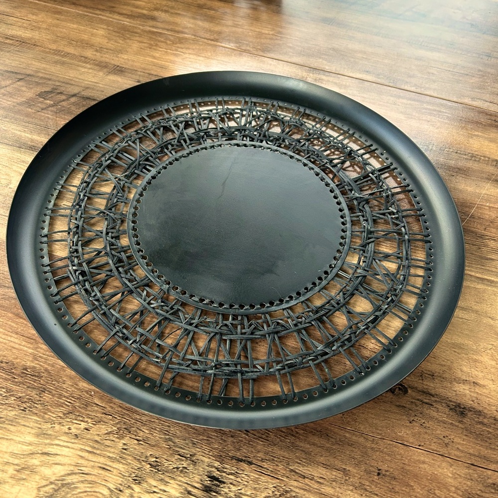 Anthropologie Iron Webbed Round Tray, Black